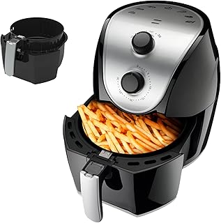 Elektryczna frytkownica powietrzna do domu, bezolejowa frytownica bezolejowa 1500 W, podwójne pokrętło, zdejmowany nieprzywierający kosz 4,8 l, inteligentne naczynia kuchenne