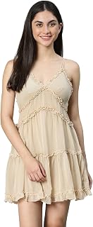 oxolloxo Women Relaxed Fit Polyester Flared Solid Lounge Wear Nightwear Dress Price In India