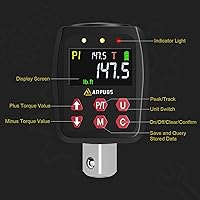 Vista 2 de Adaptador de torque digital de 1/2", 7.4-147.5 pies-libra/10-200 Nm, convertidor de llave dinamométrica digital con precisión de ±1%, valor