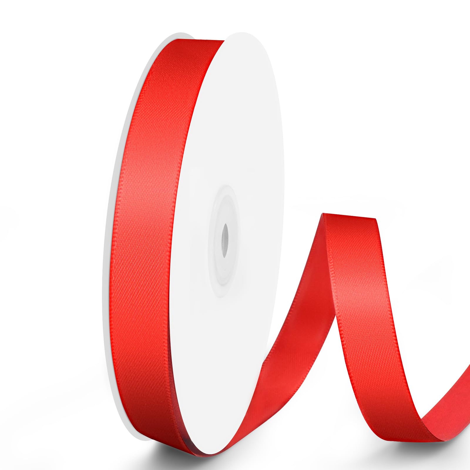Double Faced Red Satin Ribbon, 5/8" x 50 Yards, Polyester Fabric Ribbon Perfect for Gift Wrapping, Bows Bouquet, Birthday and Wedding Party, Floral, Baby Shower, Decorations