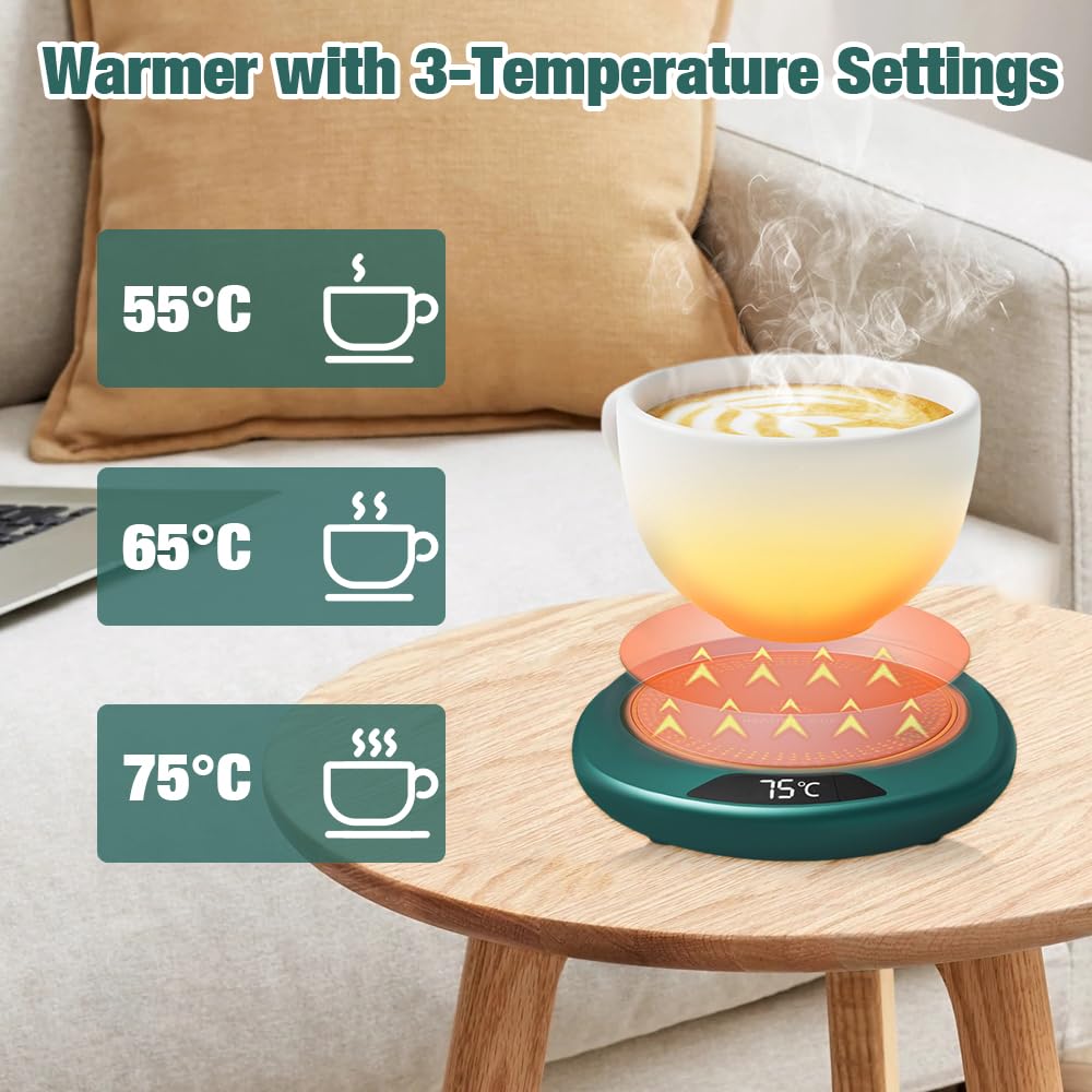 mizikuu Chauffe Tasse à Café USB, Réchauffe Tasse à Café avec 3 Réglages Température Chauffe Boisson Electrique Intelligent Bureau Coussin Chauffant Multifonctionnel Arrêt Automatique Pendant 8 Heures