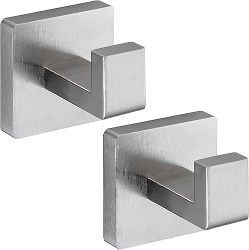 Miniatura 9 de Ganchos de toalla negros mate para baños, gancho moderno de acero inoxidable resistente montado en la pared, paquete de 4, ideal para colgar Mate