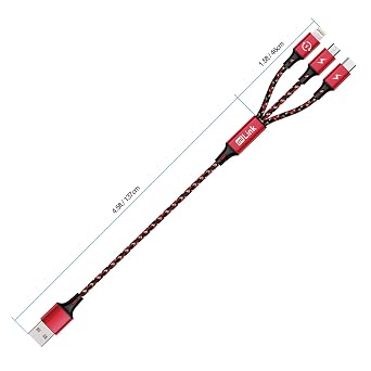 Multi Charging Cable 3 in 1 USB Charging Cable for Multiple Devices, Braided Universal Phone Charger Cord with Type-C, Micro USB, IP Port for iPhone17/16/14/Android Phones and More, Fast Charging
