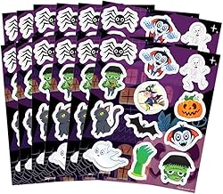 Henbrandt 12x Halloween Stickers Sheets Mini Halloween Stickers for Children Trick or Treat Party Bag Fillers Reward Stickers Arts and Crafts for Kids Loot Bag Lucky Dip Favours for Girls and Boys