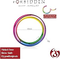 Vista 58 de Forbidden Body Jewelry - Piercing para la nariz de acero quirúrgico 316L con bisagra, 14G, 16G, 18G, diámetro de 15/64, 5/16, 25/64, 15/32 pulgadas