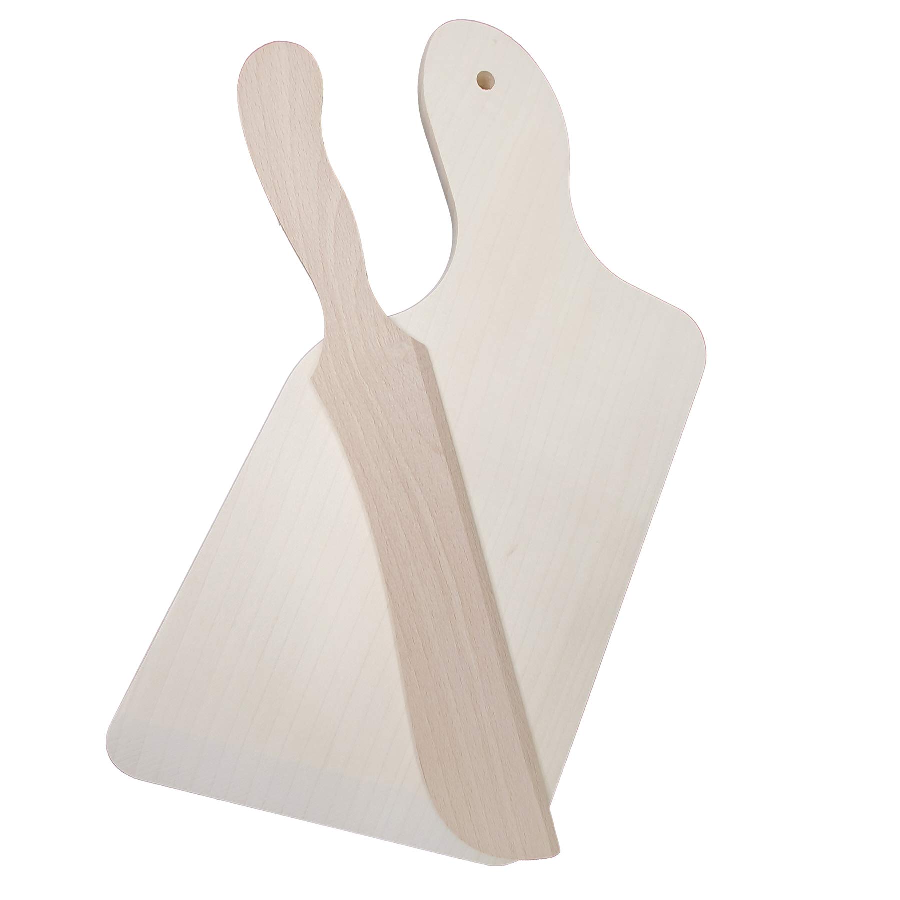 DEKOFANT Spätzlebrett mit Spätzlemesser 29 x 15,5 x 1 cm | Spätzlehobel, ergonomisch, für Links- und Rechtshänder, Knöpflebrett, schwäbisch, Teigbrett, massives Holz