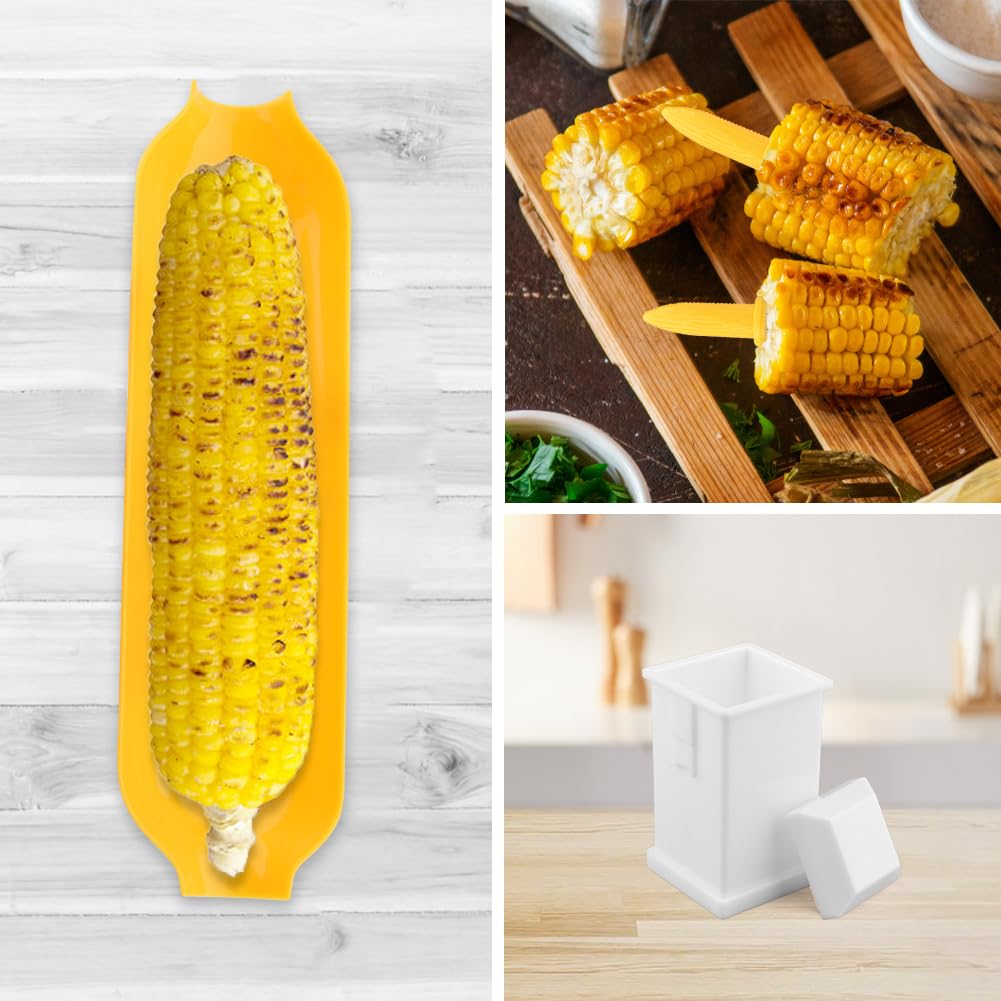 Juego de 30 soportes y platos para mazorcas de maíz, soportes para mazorcas de maíz y kits de esparcidor de mantequilla, incluye 20 soportes para mazorcas de maíz, 8 platos de maíz y 2 esparcidores de