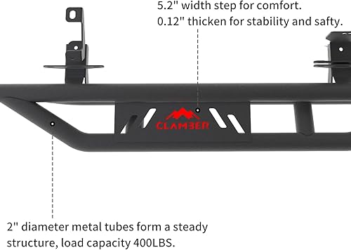 Miniatura 8 de Estribos para Ford Bronco 2021-2024 de 2 puertas (no para deporte), escalones laterales negros texturizados de arena con escalones extraíbles de 5.6