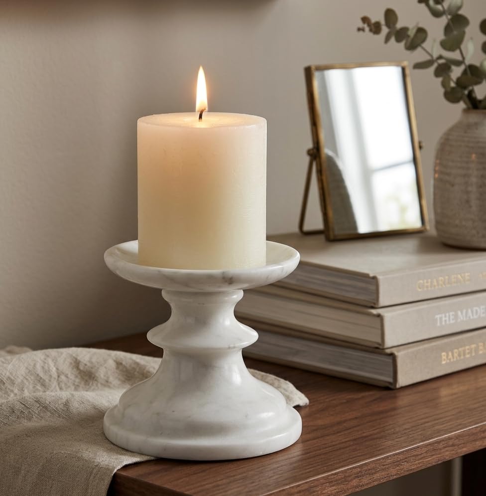 Round Marble Pillar Candle Holder Stand for Table, Home Decoration and Gift-image-40