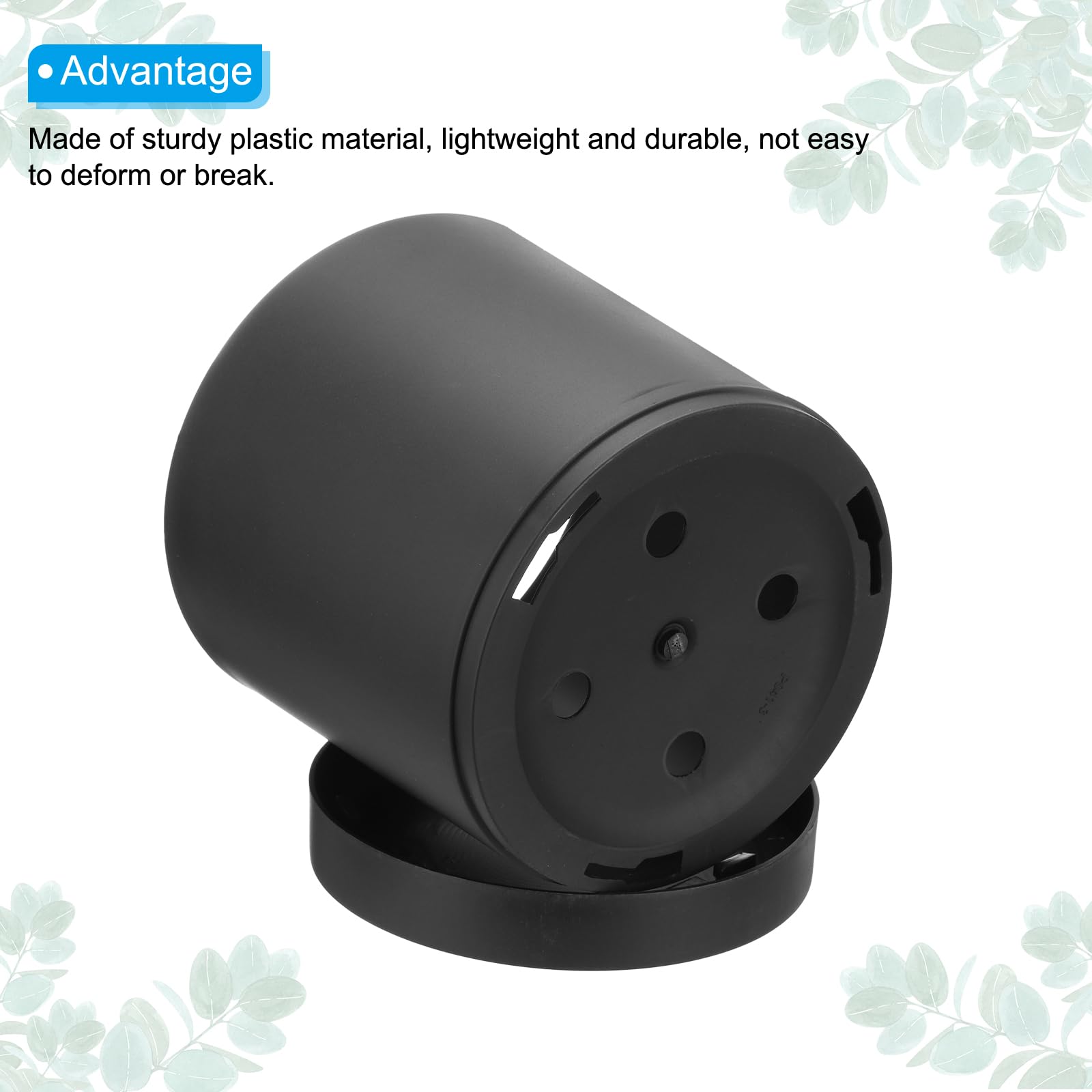 PATIKIL Lot de 4 petits pots de fleurs en plastique avec trous de drainage et soucoupe pour décoration d'intérieur Noir 12,5 cm