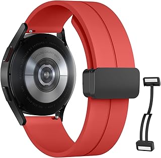 سوار سيليكون بمشبك مغناطيسي قابل للطي لساعة سامسونج جالاكسي 6/5/4 44/40 ملم، ساعة 5 برو 45 ملم، 6 كلاسيك 47/43 ملم، سوار سيليكون سريع الفك للنساء والرجال