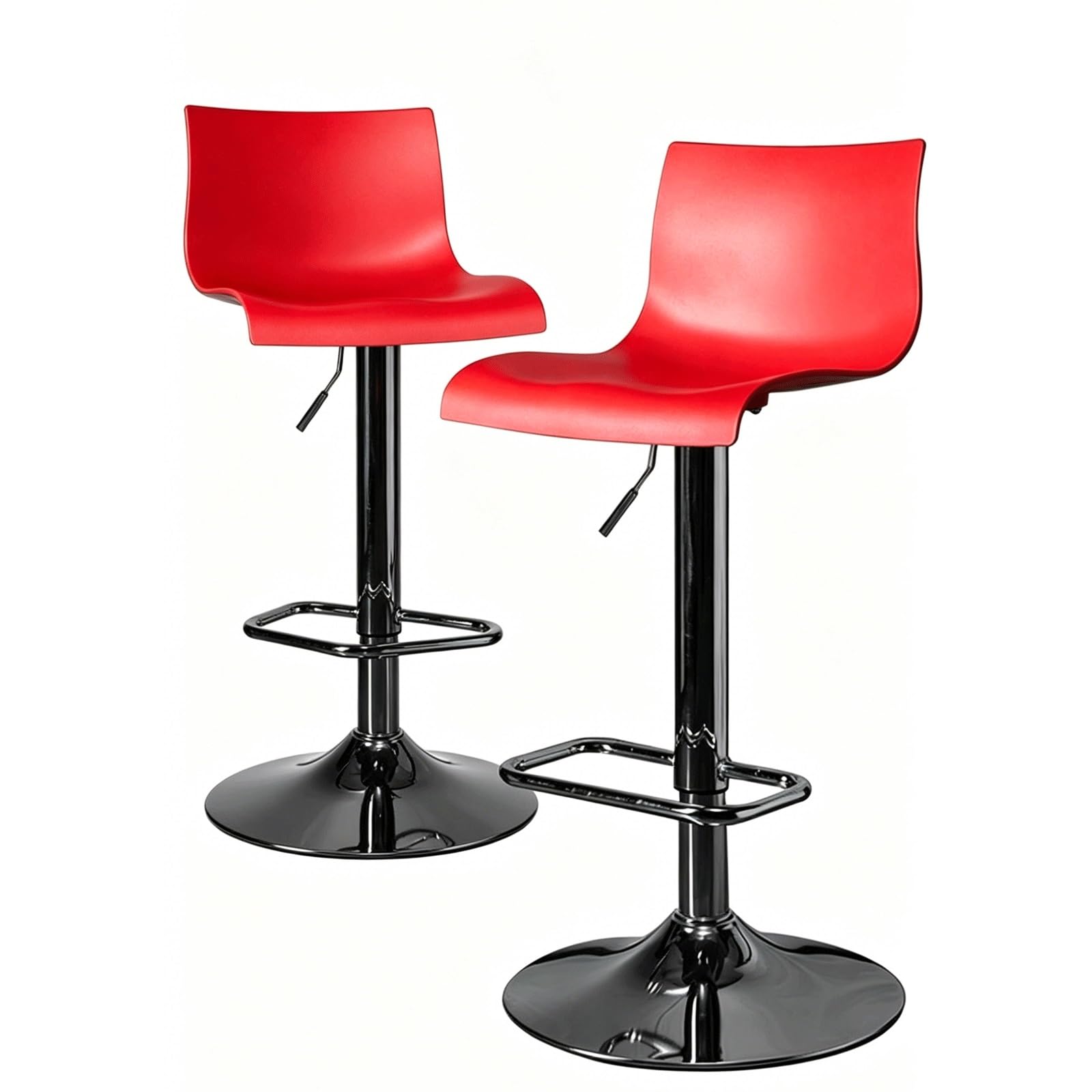 HNYJVZEVG Set of 2 Bar Stools Adjustable Height Bar Height Stools Swivel Bar Chairs with Back and Footrest Kitchen High Stools with Metal Base(Rot)