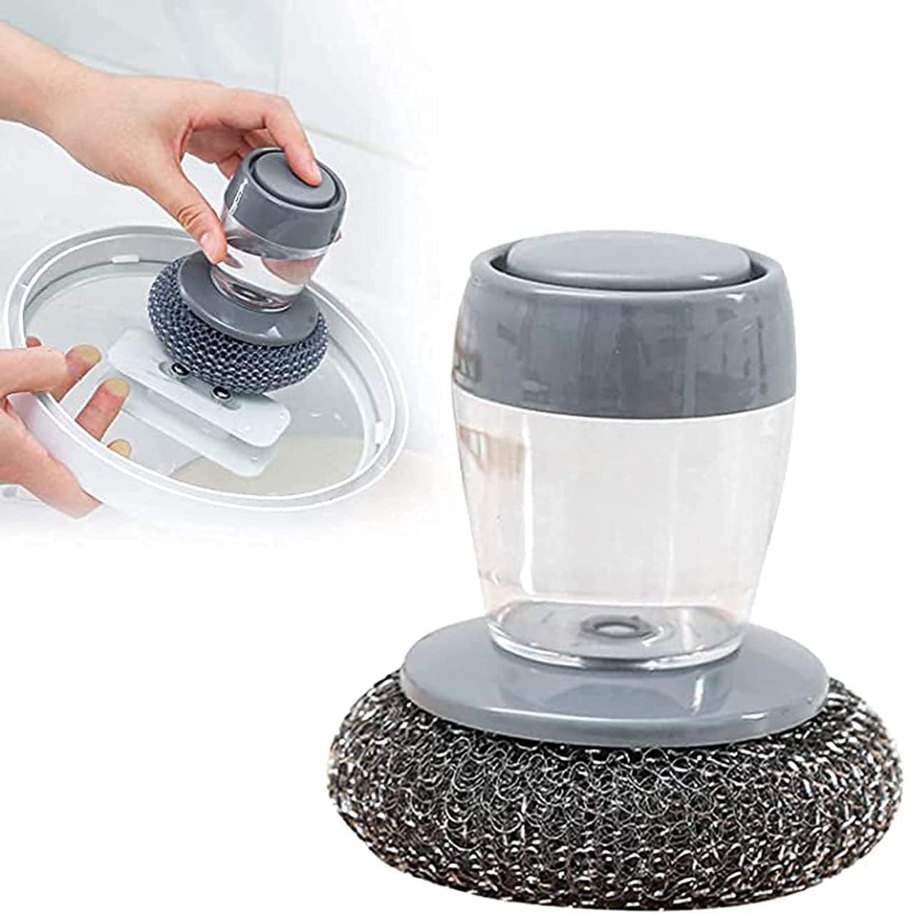 Dish Scrubber with Liquid Soap Dispenser for Kitchen Cleaning Brush, Dish Washing Scrubber Brush with Soap Utensils Pots Pans Plates Bowl Sink Cleaning Tool, Kitchen Dish Cleaning Brush-image-32