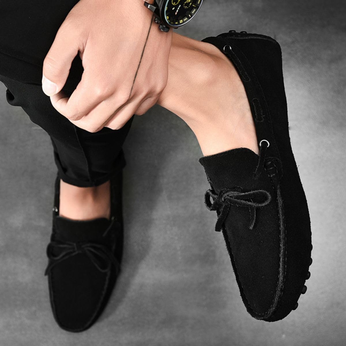 Hombres Elegante Hebilla Mocasines Comodidad Ante Zapatos de Conducir Estiloso Pantuflas Holgazanes Slip On Verano Plano Cuero Zapatos de Conducción 38-49 EU