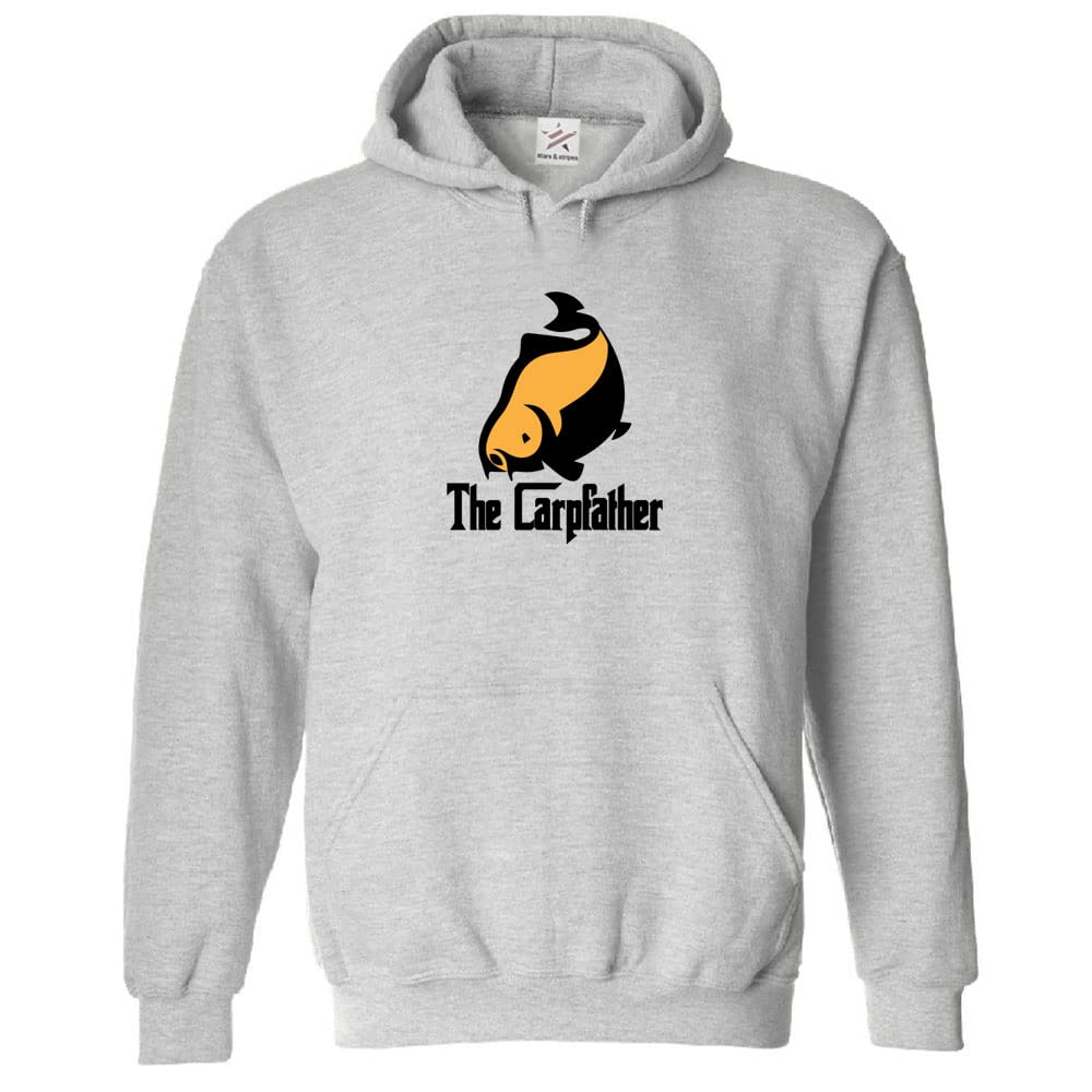 Stars and Stripes The Carpfather with Carp Fish Classic Unisex Adults Pullover Hooded Sweatshirt (XXL, Sports Grey)
