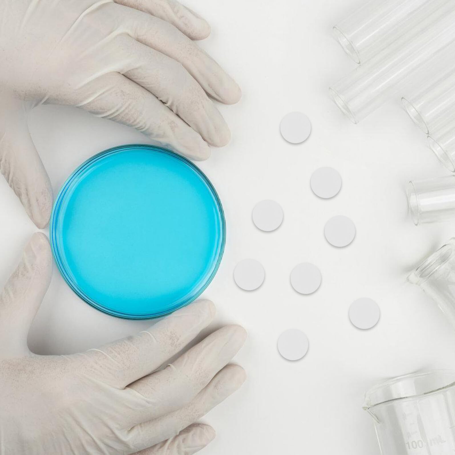 Disques Filtrants Adhésifs 100 Pcs en Eptfe pour Bocaux Mycologiques | Blanc, Résistant à Chaleur, Compatibilité, Cycles Prolongés pour Couvercles Percés de Bocaux