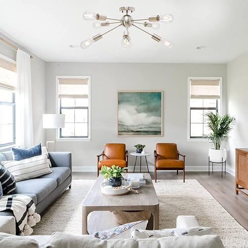 Miniatura 2 de BONLICHT Contemporánea Lámpara de Techo Sputnik de 8 Luces en Níquel Cepillo, Montura Semiempotrada en Superficie, Lámpara de Techo Moderna, Lámpara