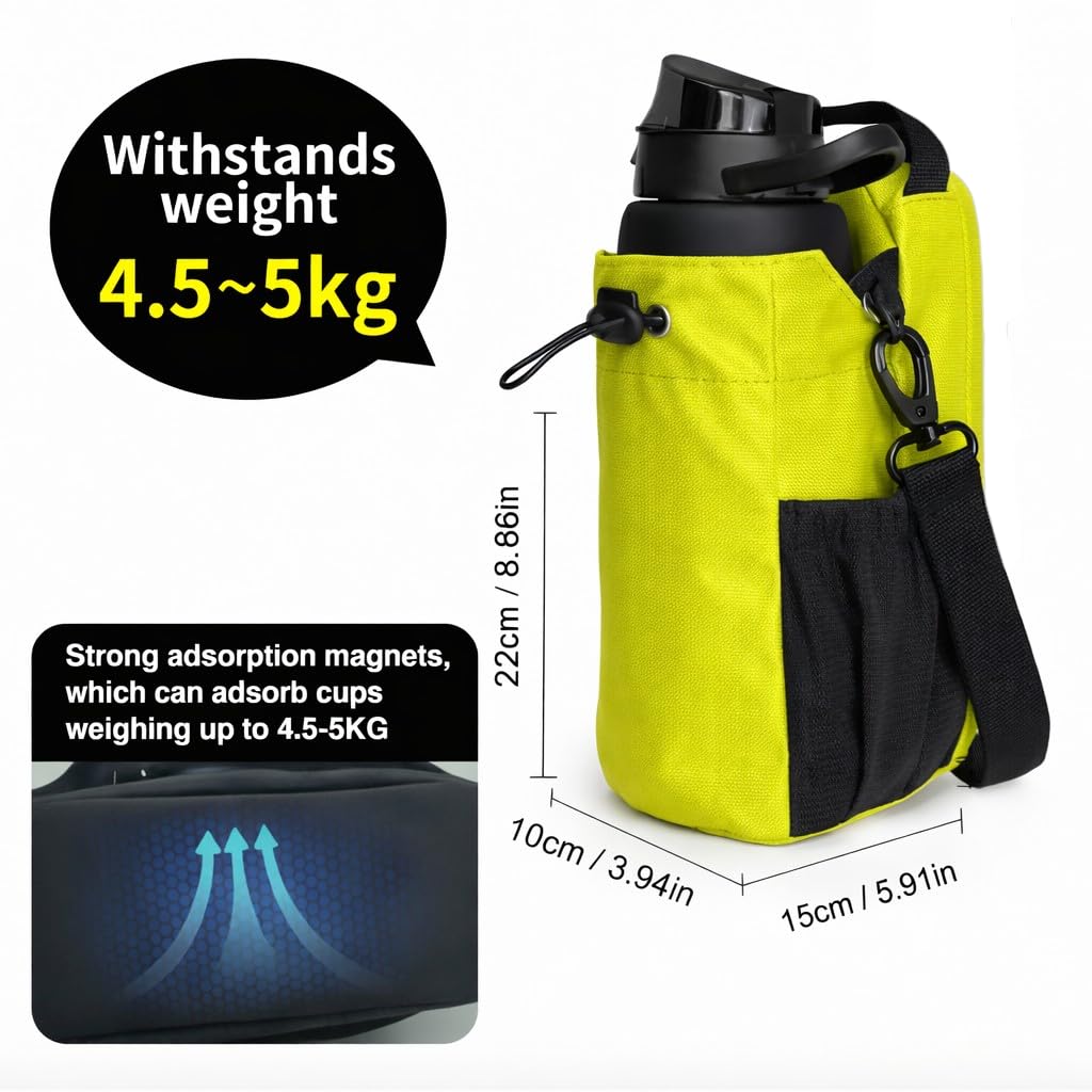 Sac Magnétique Sport Ultra Résistant 5 kg 3 Couleurs Vert Citron Accroche Aimantée pour Téléphone Bouteille Gym Course Vélo Voyage
