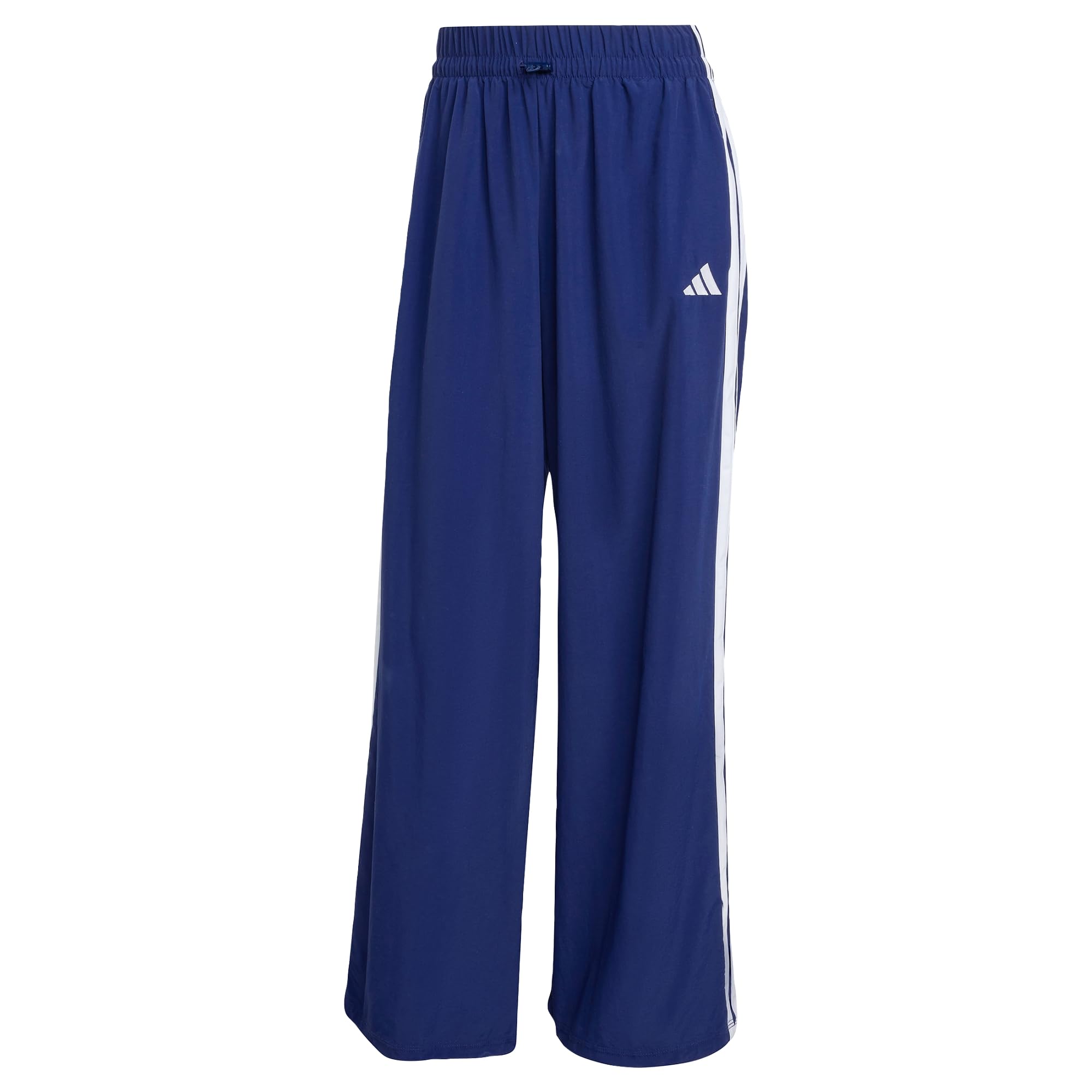 adidas Women's Essentials 3-Stripes Lifestyle Woven Parachute Pants, Dark Blue/White, XS