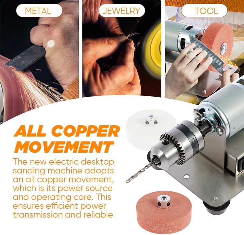 Electric Mini Belt Sander, 9000 RPM Max High-Speed Bench Sander with 7 Adjustable Speeds, 15 Degree Belt Grinder for Metal, Wood, Plastic Polishing & Grinding