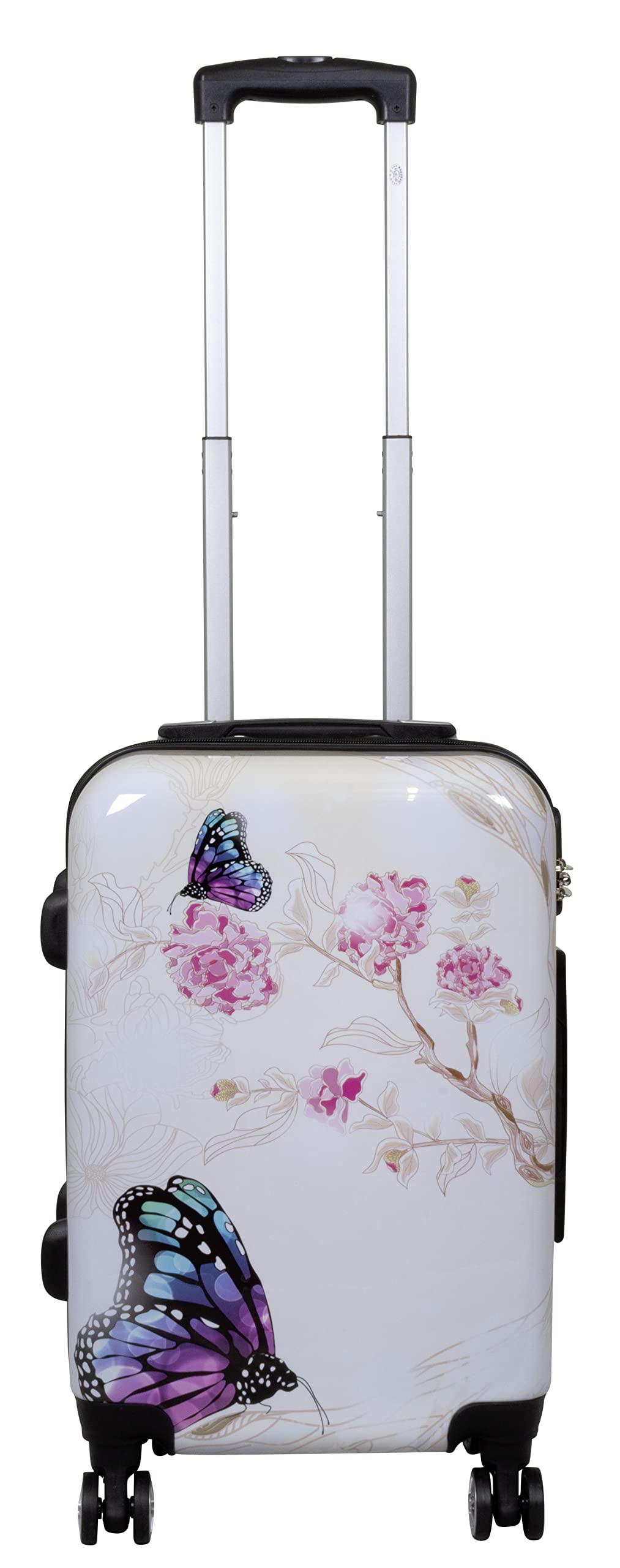 Handgepäck Koffer Hartschale Schmetterling 57 Zentimeter 38 Liter 4 Räder Bunt Printdesign Zahlenschloss