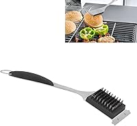 Vista 5 de TOPINCN Cepillo de parrilla de mango largo, raspador de acero inoxidable, herramienta de barbacoa para el hogar, raspador de cepillo de picnic