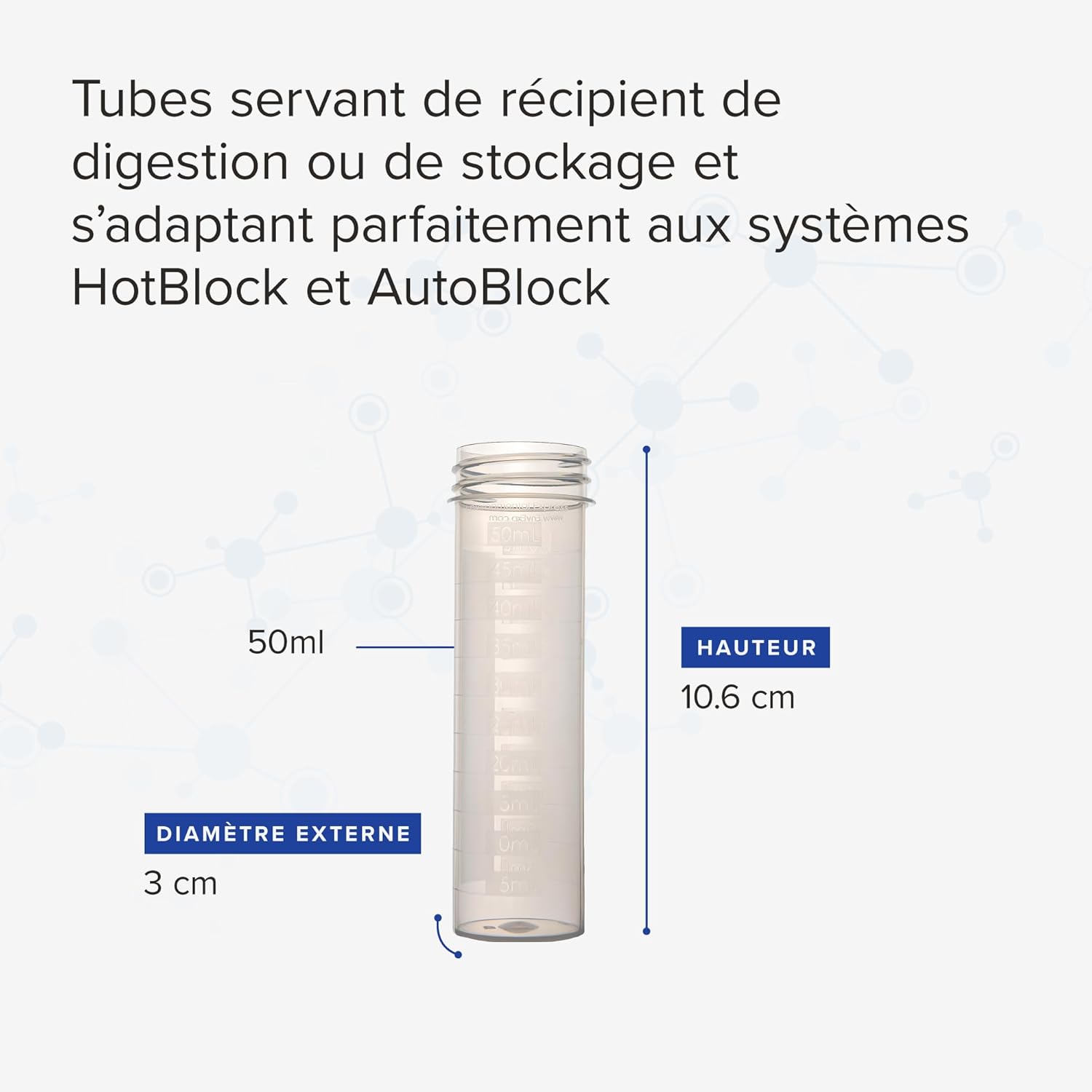 Digestion Tubes (Unlined Polypropylene Cap, 50 mL, Polypropylene Tube)