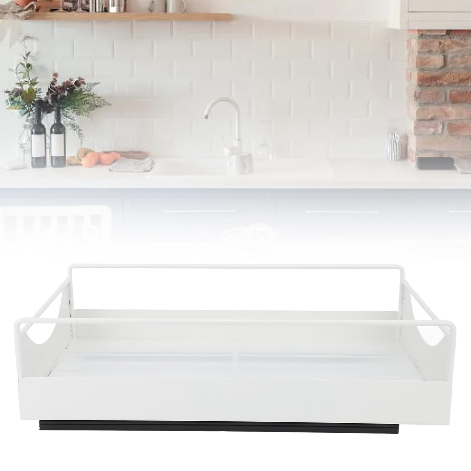 Wyciągnij Organizator szaf | Gładka ślizgowa szuflada do spiżarni/łazienki/garderoby | Stal węglowa pod szelfem do magazynowania (White)