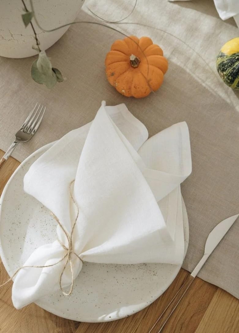 4 Serviettes Gaz De Coton Ecru - Deco Table Mariage Pas Cher