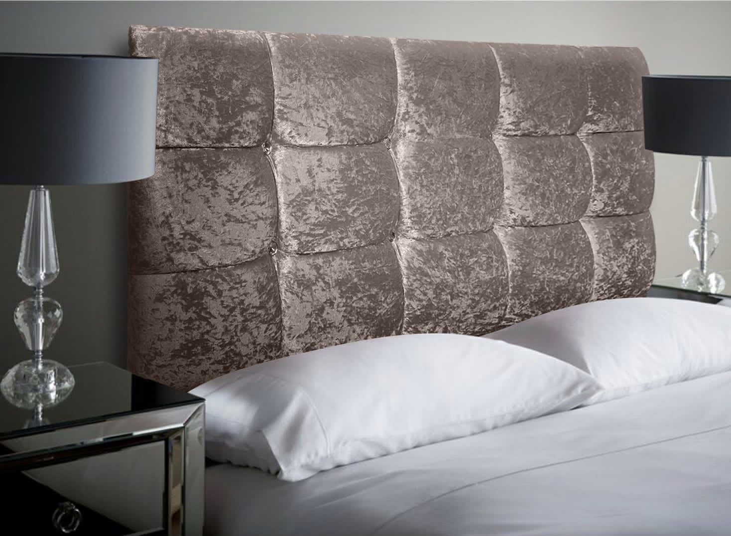 Somna Living Crush Velvet Upholstered Headboard (Truffle, 4FT Small Double)