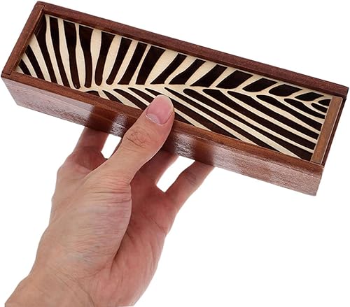 Miniatura 5 de Soporte para lápices de madera de bricolaje, caja de almacenamiento para lápices de madera, estuche vintage con funda extraíble, caja de madera con
