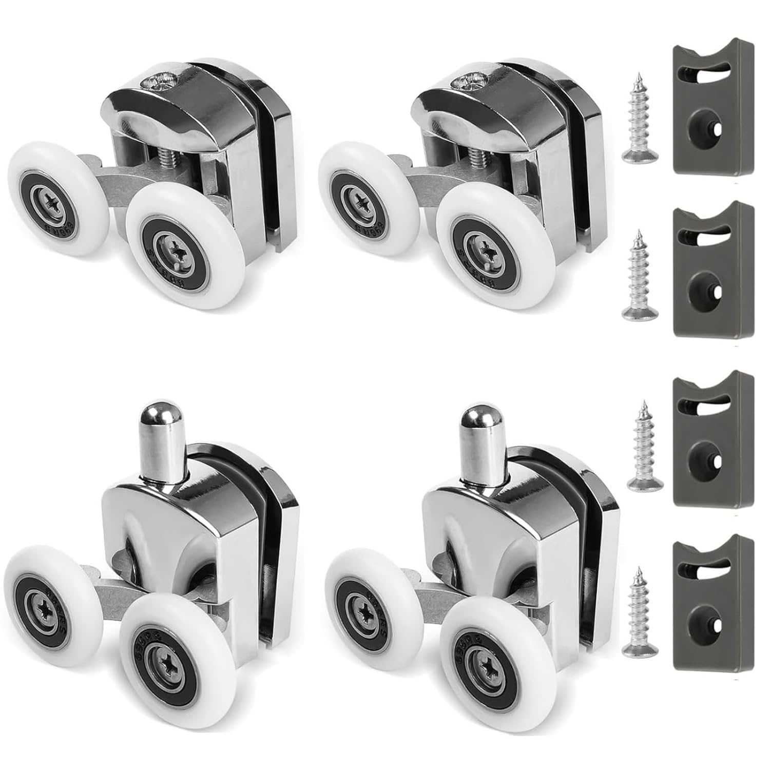 4 Pieces Shower Door Rollers Curved Shower Door Wheels 23mm Aluminum Double Shower Replacement Spares for Curved Sliding Door (23mm 4PCS,) โ image 1