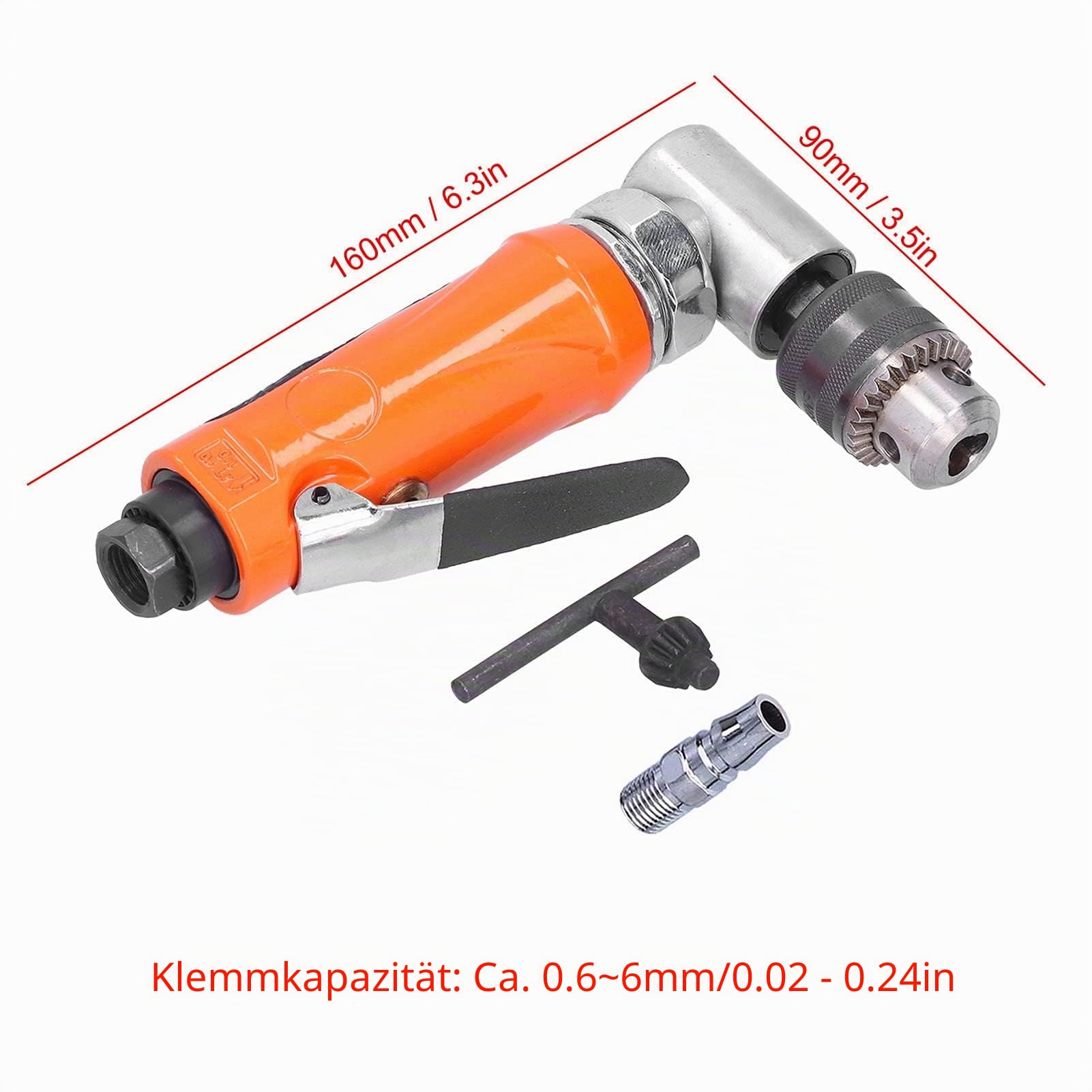 Pneumatischer Bohrer Rechtwinkliger Ellbogen Körpergriff Druckluft Winkelbohrmaschine mit Schraubenschlüssel und Luftdüse Druckluftwinkelschleifer, KP-555L Druckluft Winkelschleifer(Japanese style)