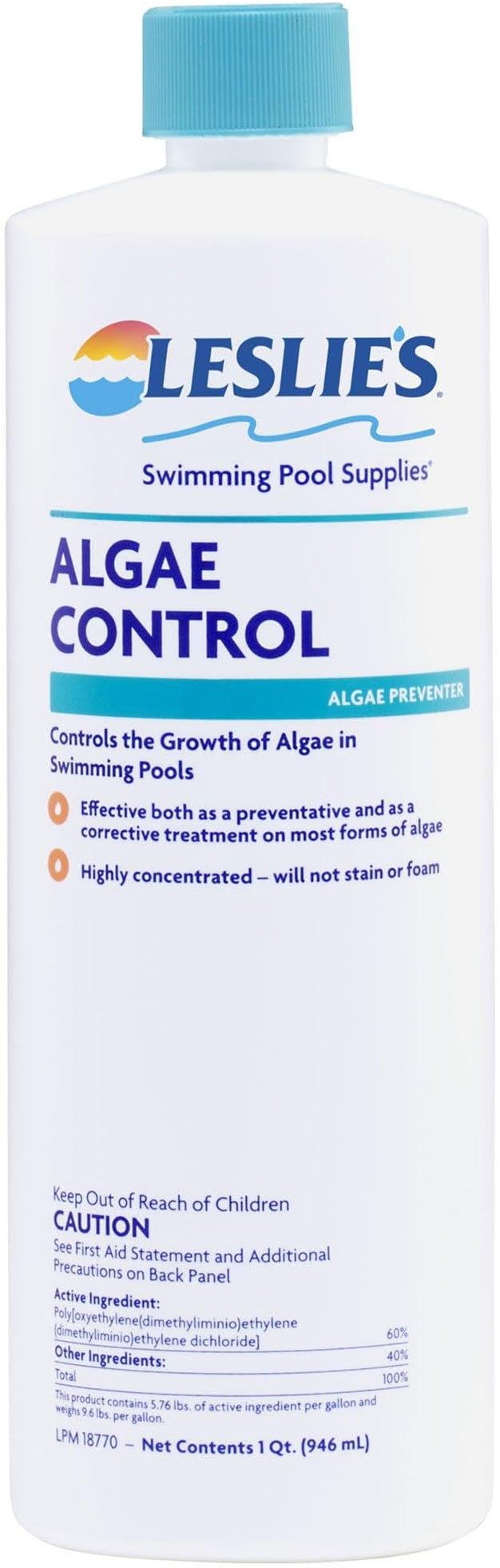 Leslie's Algae Preventative - Non-Staining Algae Control for Swimming Pools, Spas, and Hot Tubs - 1 Quart