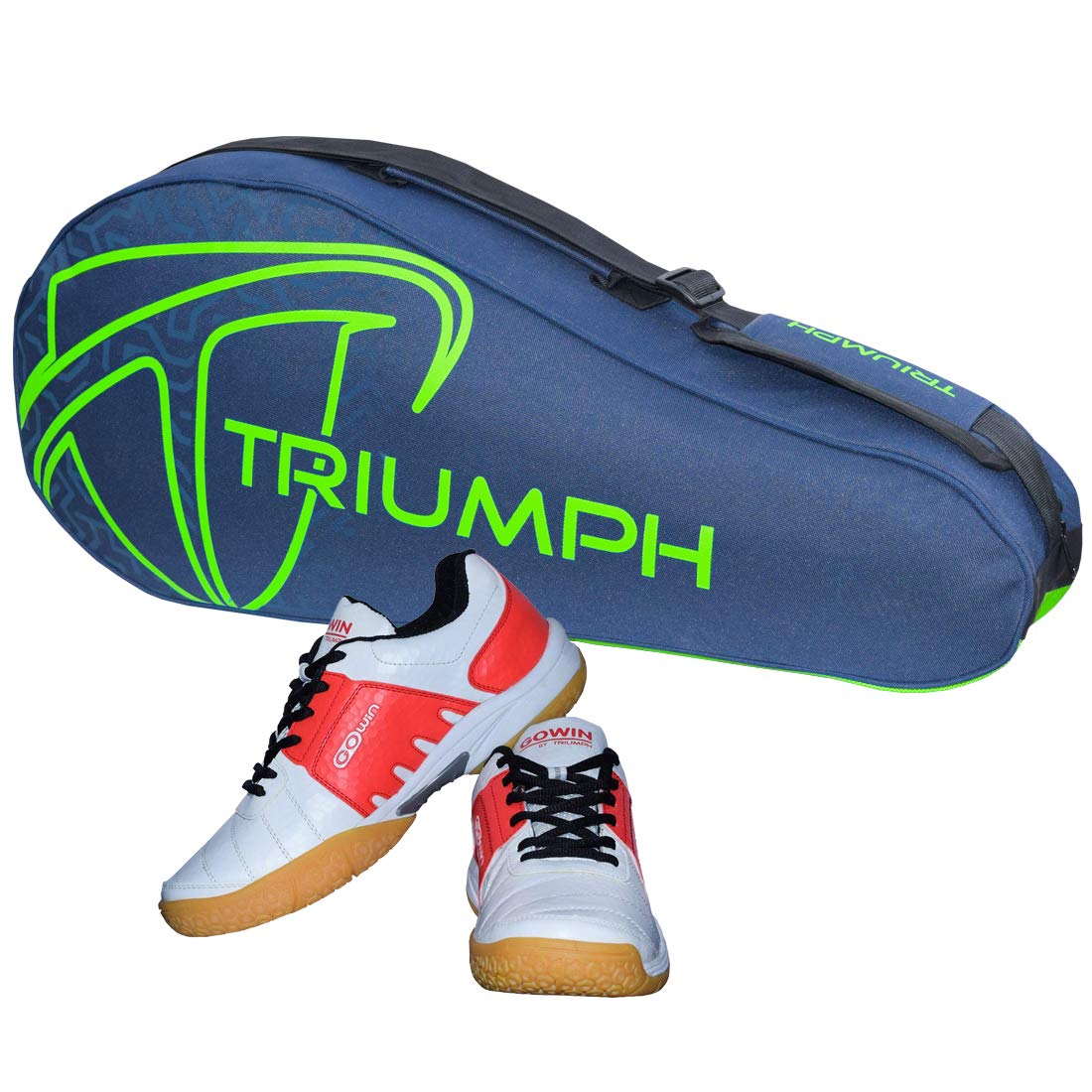 Gowin Badminton Shoe Power White/Red Size-5 with Triumph Badminton Bag 302 Navy/Lime-image-44
