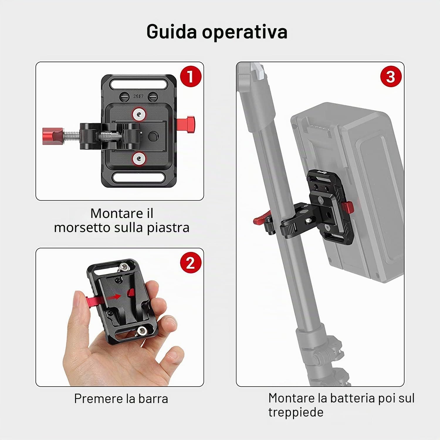 SMALLRIG Piastra V-Mount Mini con Super Morsetto-2989