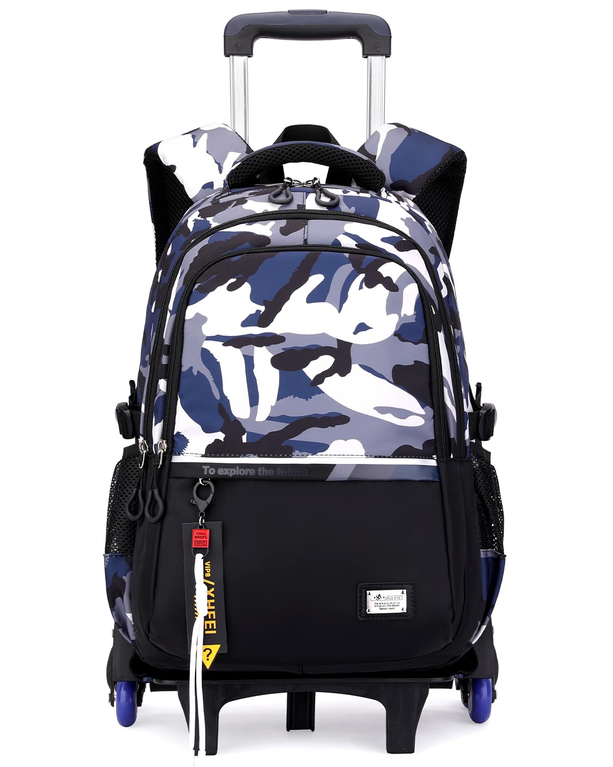 Amythe Cartable à Roulettes Garçon - Sac à Dos Scolaire Garçon avec Chariot Détachable pour Collège Lycée, Compartiment Ordinateur 15,6 Pouces, 6 Roues, Pour L'école Loisirs -Noir