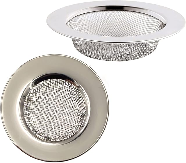 Hair Plug Catcher Shower, Sink Strainer Plug for Kitchen or Bathroom Plug Hole, 2 PCS Stainless Steel Mesh Hair Filter for Shower Drain 7.5 cm Outer Diameter