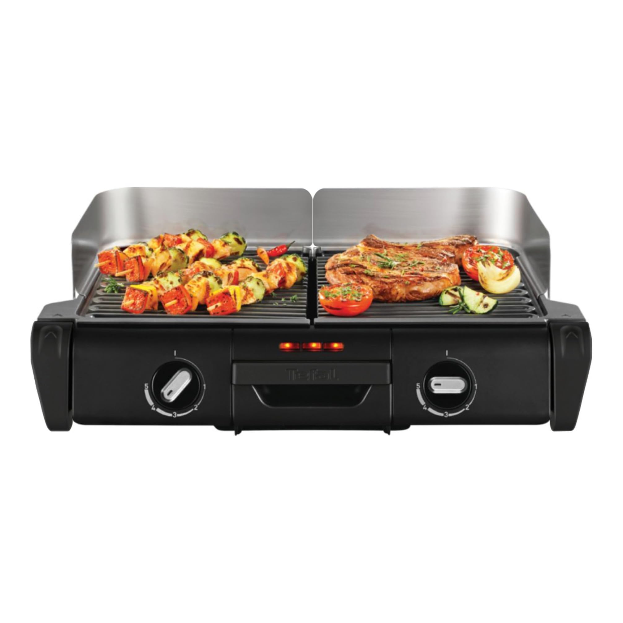 Tefal Barbecue électrique XL Family Grill 2400W avec 2 thermostats réglables, Usage extérieur et intérieur, 2 surfaces de cuisson compatibles lave vaiselle TG800N10