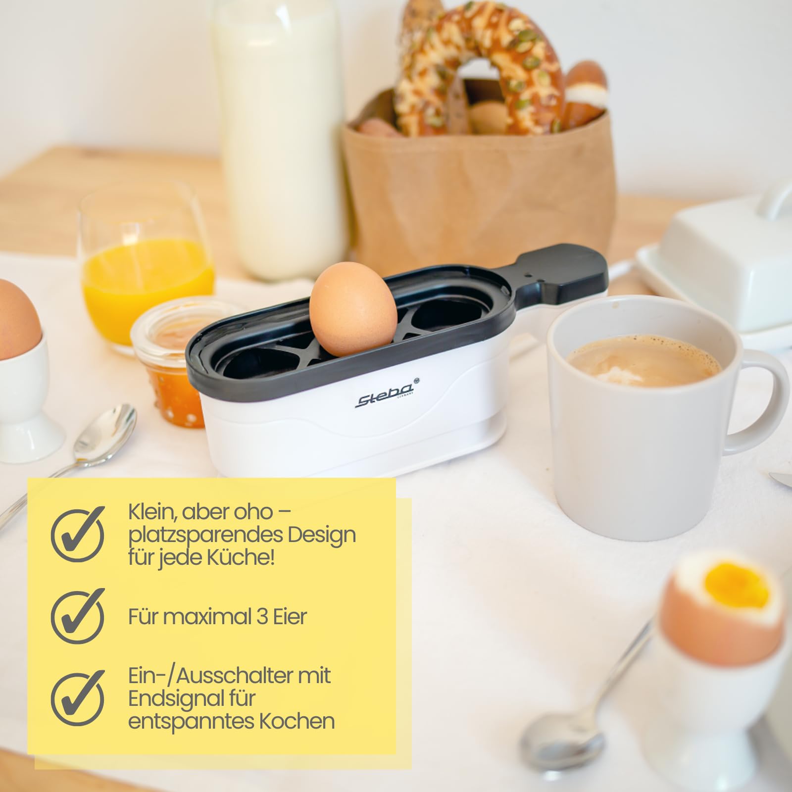 STEBA EK 4 CUECEHUEVOS 3 HUEVOS 350 W NEGRO, BLANCO