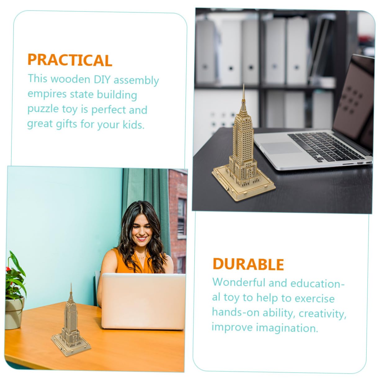 Puzzle Éducatif 3D et Présent en Bois Basswood Modèle de Gratte-Ciel DIY Créativité Améliorée, Décoration Unique pour Garçon et Filles