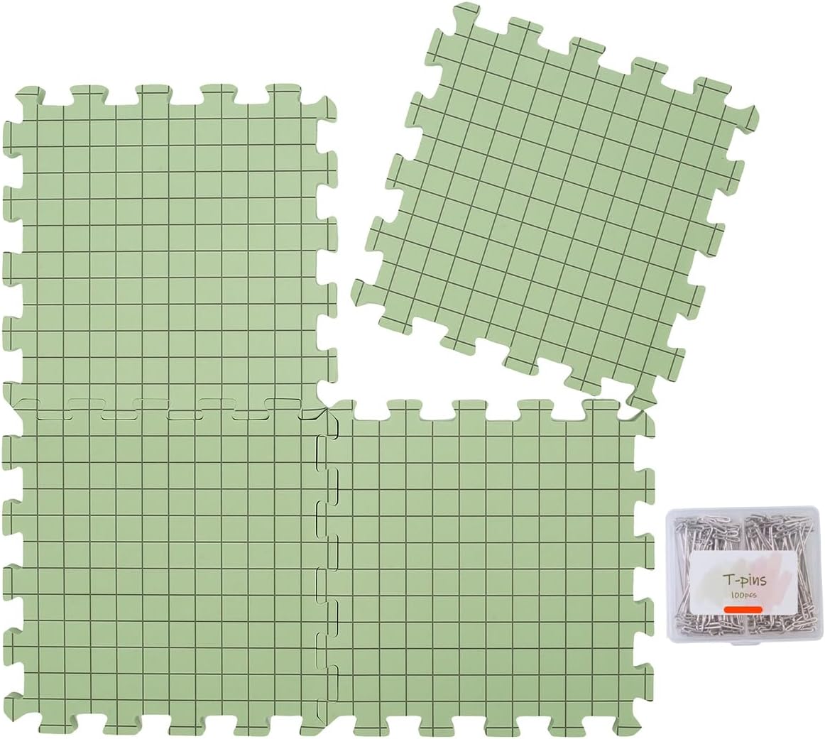4Pcs Foam Blocking Board,Foam Knitting Block,Foam Blocking Board Set with 100 TPins,Heat