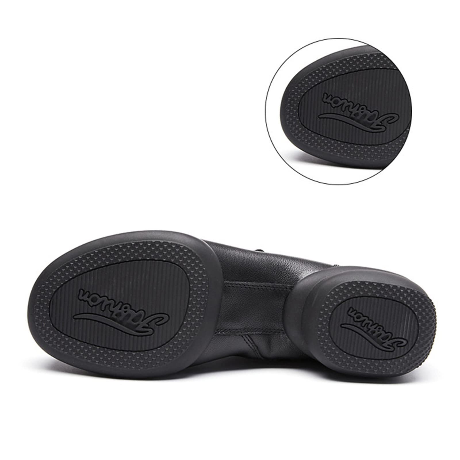 Botas de Baile Latino Moderno para Hombres con Suela Dividida Cuero Cremallera Lateral Tacón Bajo