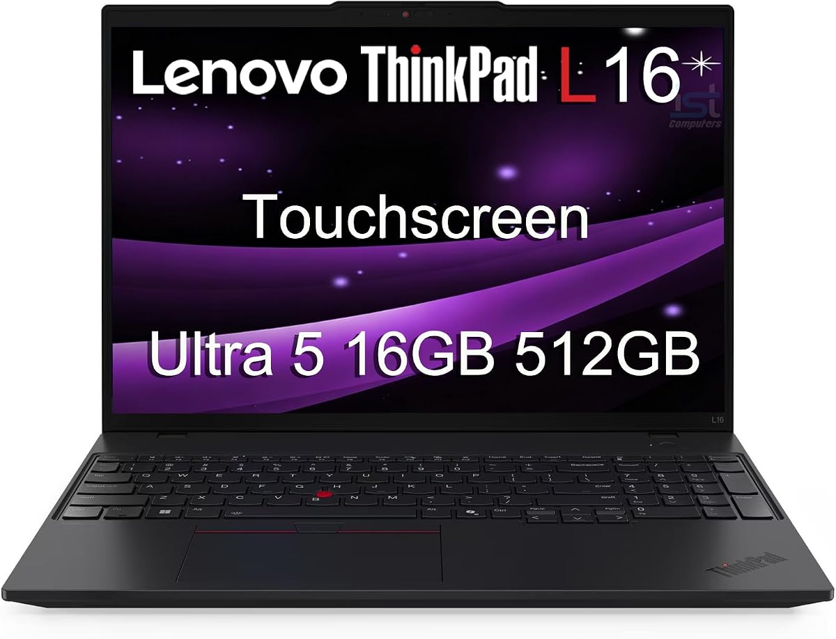 Lenovo ThinkPad L16, 16" Touchscreen, Ultra 5 225U, 16GB DDR5, 512GB SSD | Premium E16 Business Laptop AI PC, FHD+ Anti-Glare, > Ultra 7 155U, 2x Thunderbolt 4, Numeric Keypad, IR Webcam, Win 11 Pro