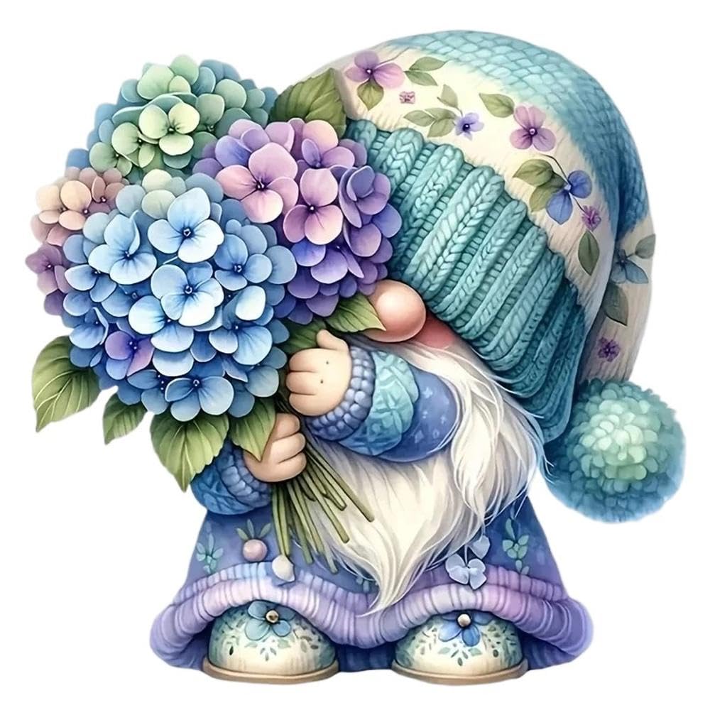 Gnome with Flower Car Stickers Scratch Blocking Self-Adhesive Vinyl Decal for Car Laptop(10cm)