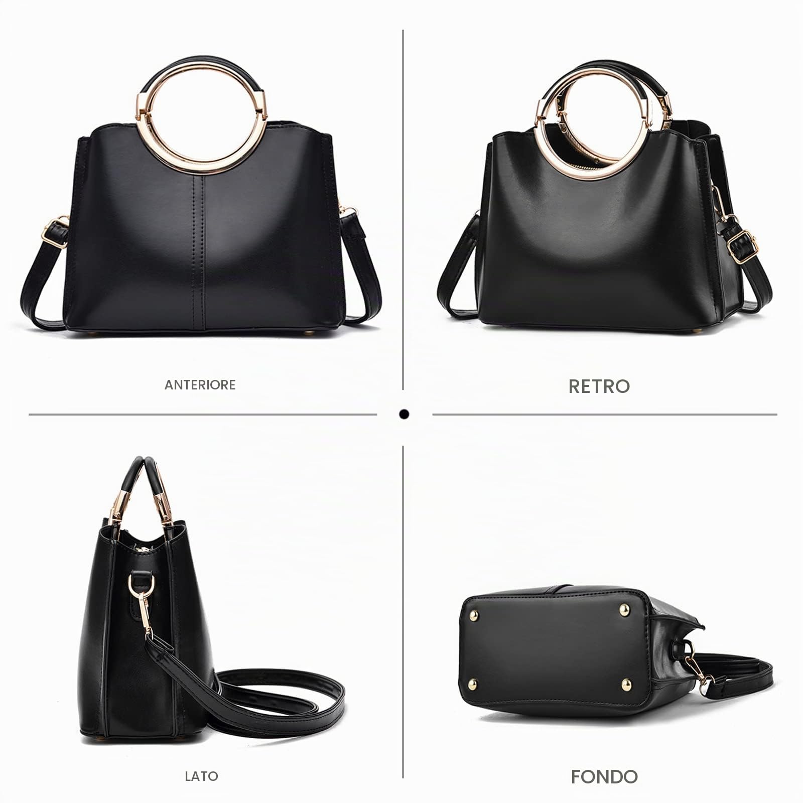 NICOLE & DORIS Borse da Donna Moda Borse a Tracolla Leggero Casuale Pochette Donna Borsa Crossbody Elegante Borsa con Manico Superiore Piccole Borse Tote in Pelle Nero