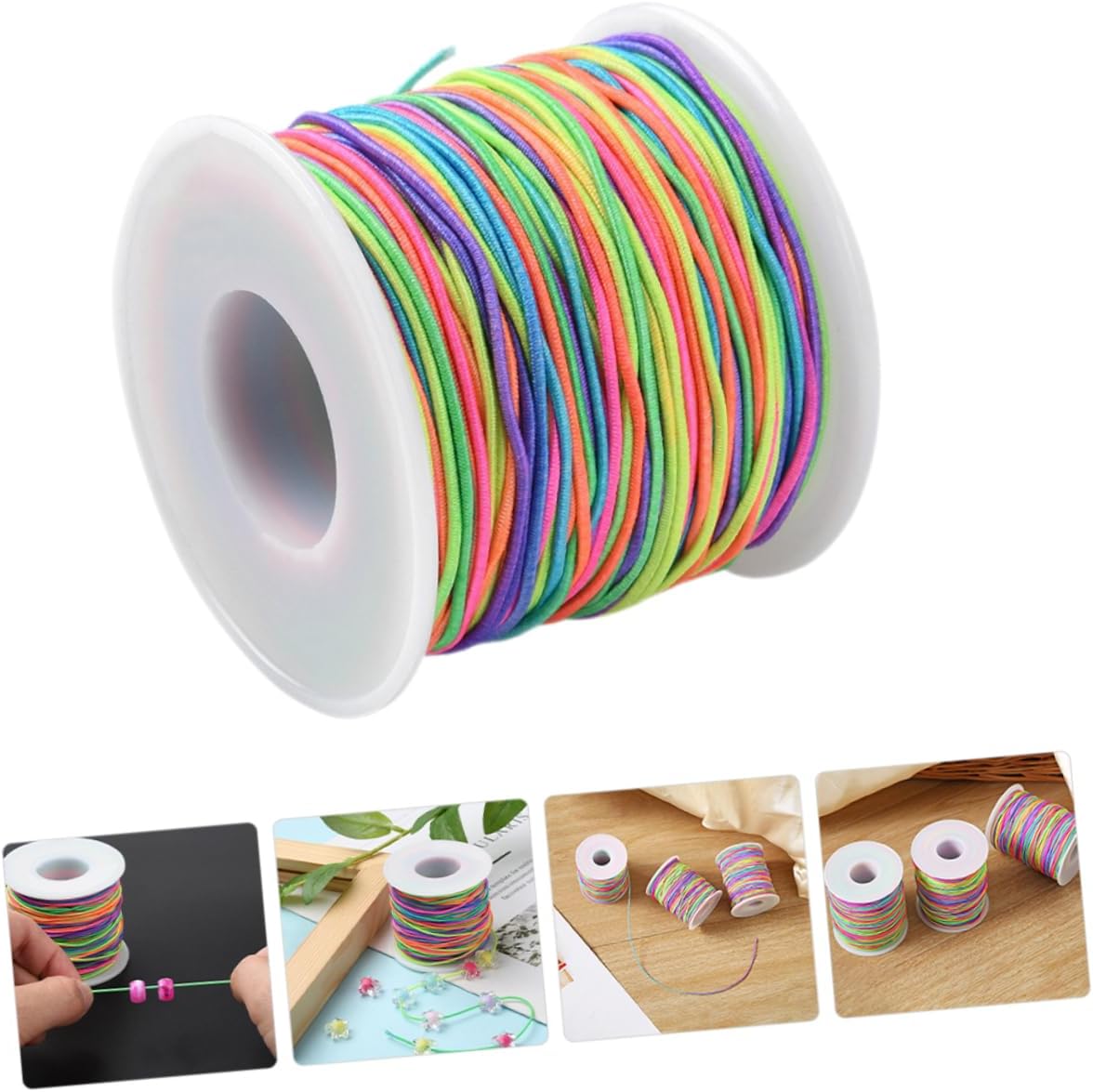 DOITOOL 4 Rolls DIY Elastic Bracelet Thread Jewelry Beading Rope Stretchy Spandex Cord Necklaces Cords Craft Jewelry Making