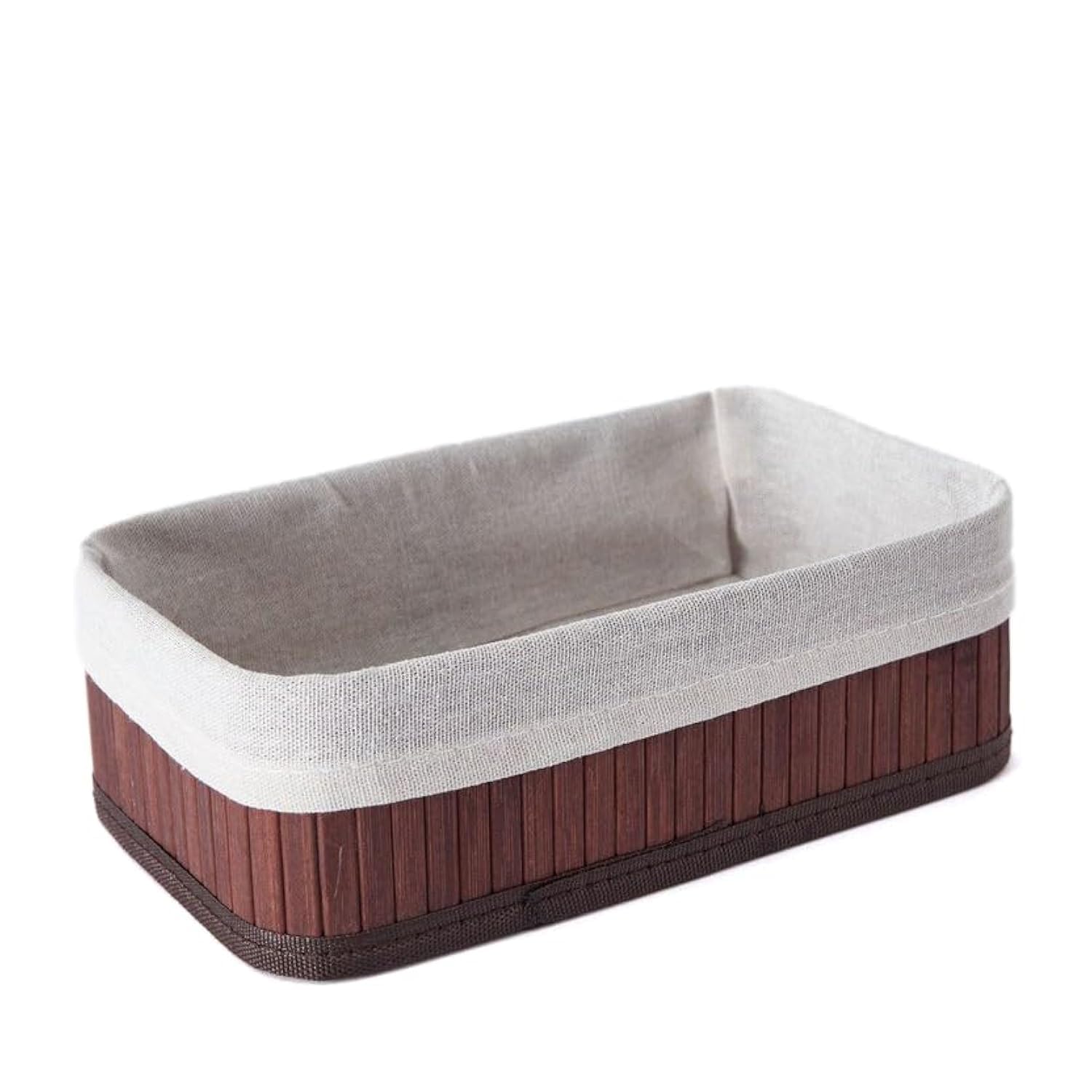 HomeBox Knock Down Bamboo Collapsible Small Storage Basket - 25x15x8 cm