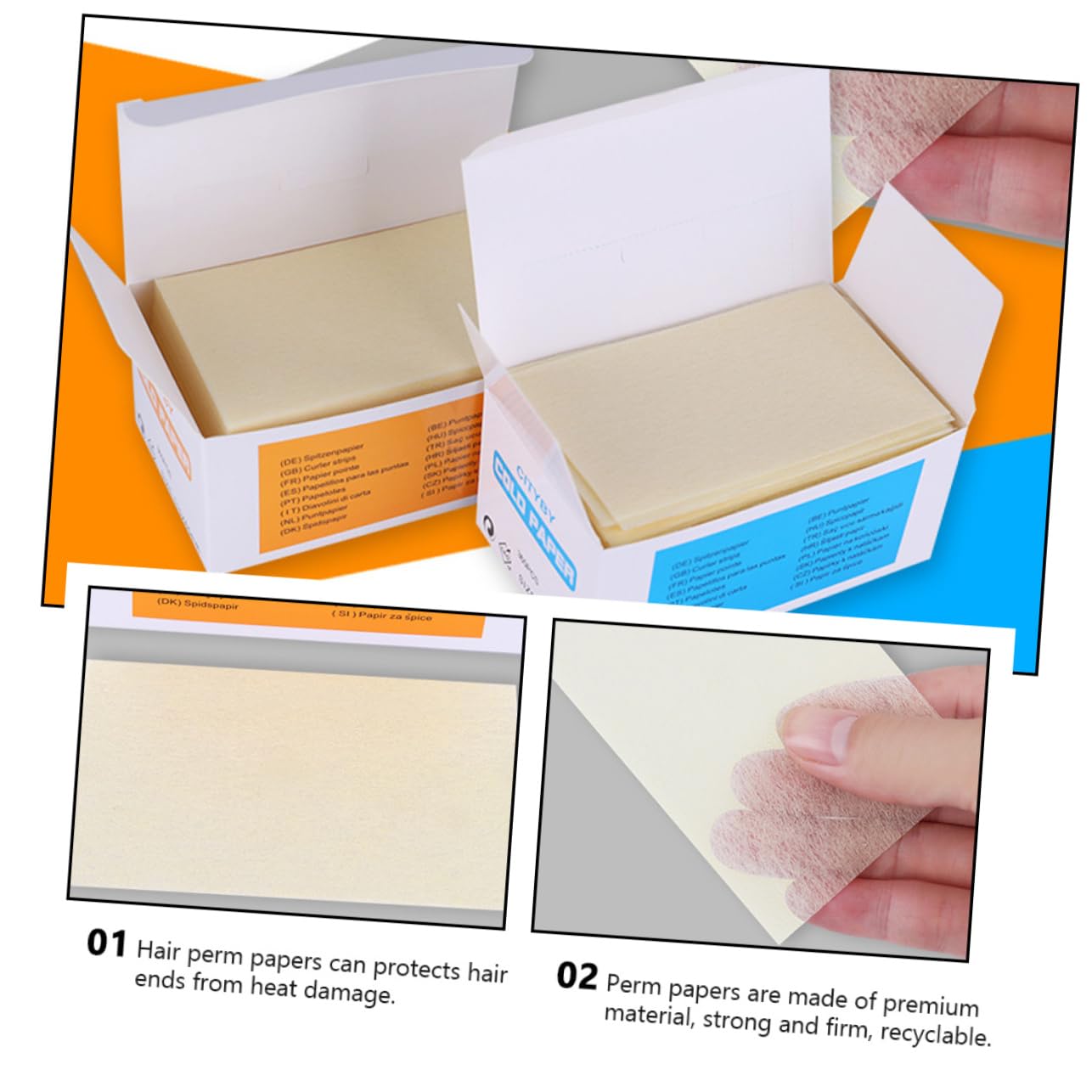 NOLITOY 2 Boxes of Perm Paper Hairdressing Paper for Curls Hair Rollers Hair Perm Kit Color