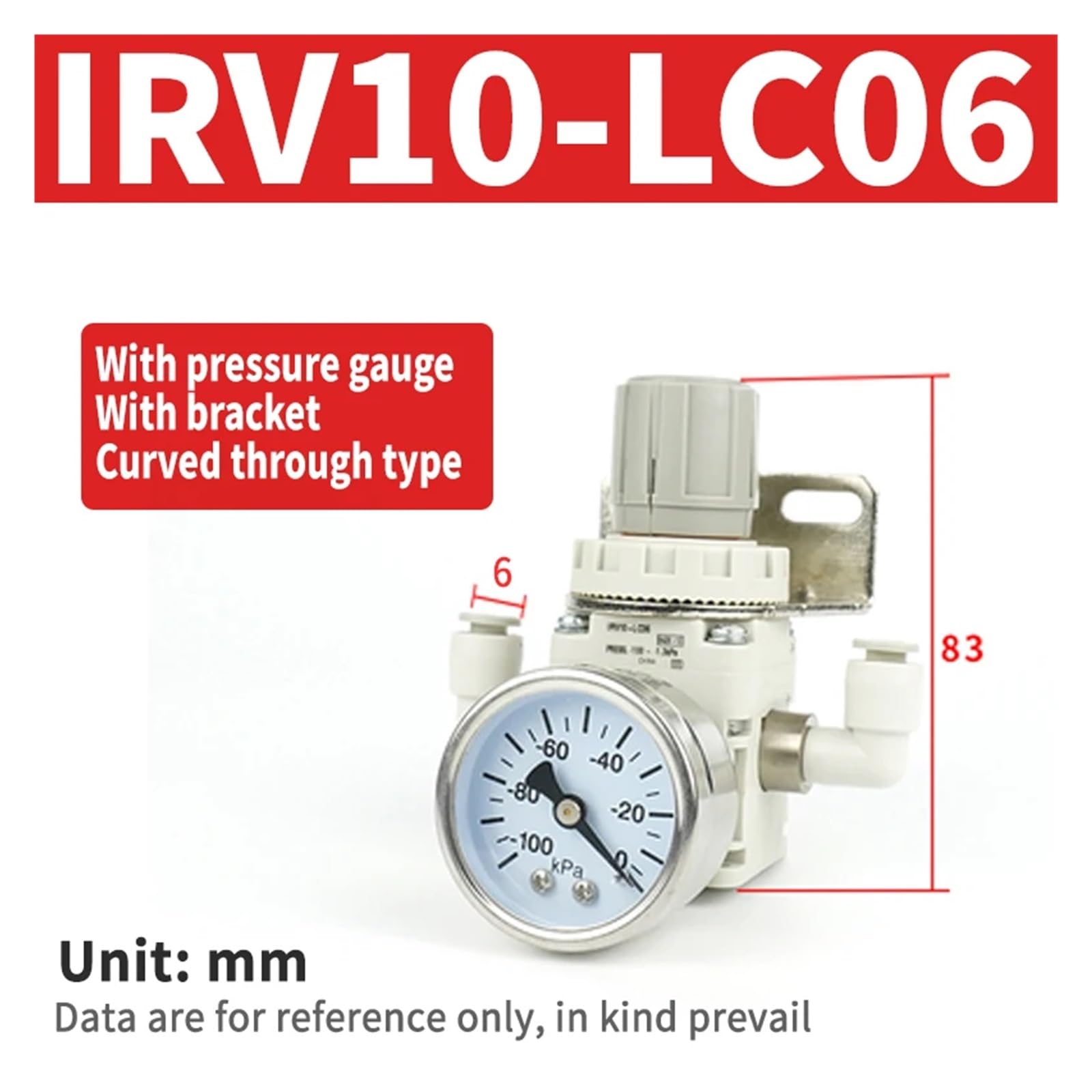 Régulateur IRV10/IRV20-C06/C08 IRV10-C06 IRV20-C06 Régulateur Réducteur de Pression avec Manomètre de Support